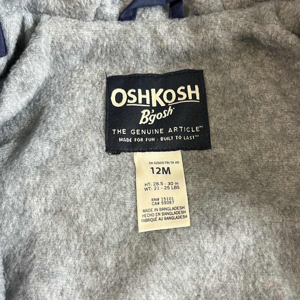 OshKosh B’gosh  Dinosaur Jacket Size 12 Months NWT - Picture 7 of 8